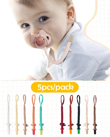 Symbolife Pacifier Clip Macrame Braided Baby Pacifier Clips Boho Handmade Pacifier Strap Wooden Paci Clip Toy Straps Neutral Pacifier Clips 3 Pack Mixed 3 - pacifier clip