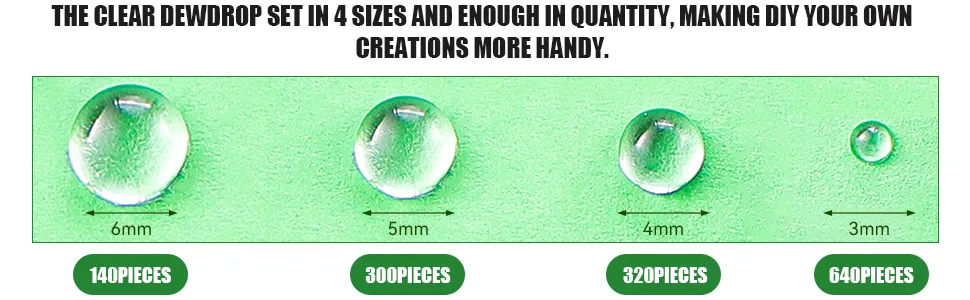 1400 Pieces Dewdrop Water Droplets Embellishments Dewdrop Simulation Round Waterdrop Resin Beads for DIY Scrapbooking Crafts Cell Phone Case Card Making(Clear) - product information 8