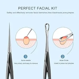 2 Pack Pimple Popper Tool Blackhead and Blemish Remover Extraction Tools for Estheticians Professional Pore Extractor Tools for Nose & Face - blackhead tool
