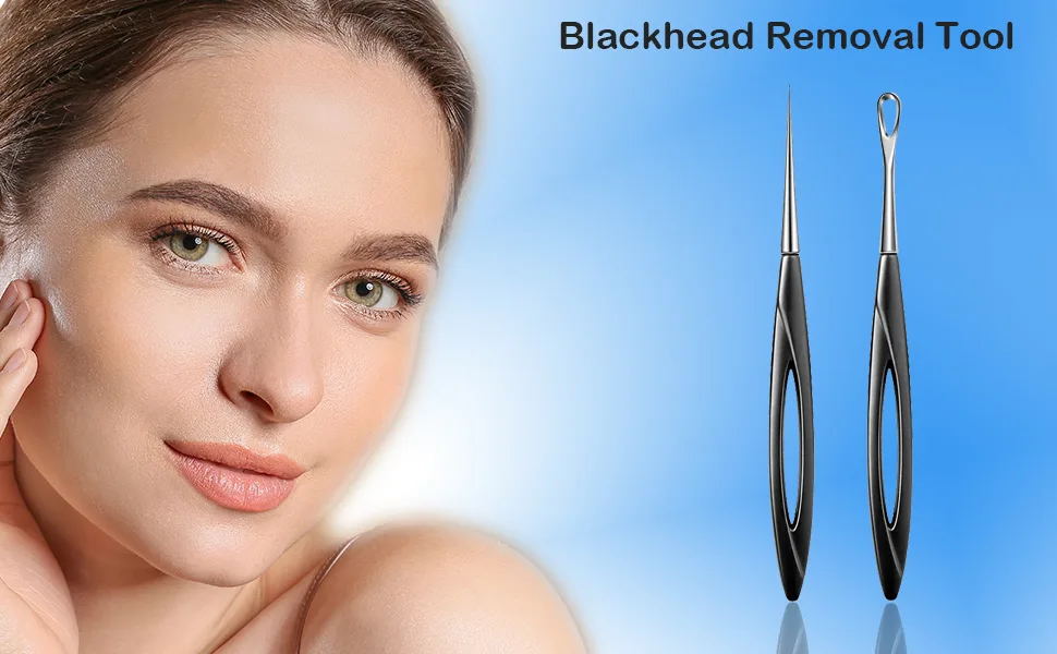 2 Pack Pimple Popper Tool Blackhead and Blemish Remover Extraction Tools for Estheticians Professional Pore Extractor Tools for Nose & Face - blackhead tool