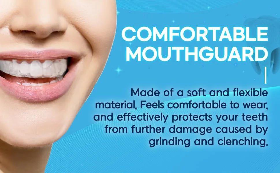 Mouth Guard for Grinding and Clenching Teeth at Night Custom-Fit Custom Moldable Sleep Night Guard with Travel Hygiene Case Reusable - Comfortable