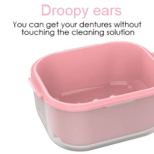 ARGOMAX Denture case Denture cup for Soaking Dentures Thorough Cleaning of Dentures Retainer Clear Braces (Dark Pink) Clear Case + Pink Filter and Tray - denture container case