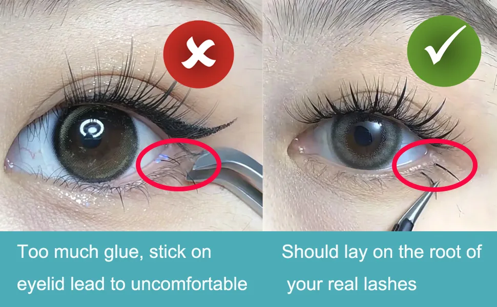 DAODER Bottom Lashes Individual Lower Lash Extensions Kit 6mm Under Eye Lashes Pack with Lash Glue and Applicator for DIY Eyelash Extension 200pcspcs (Fairy Bottom Lashes) - how to self application