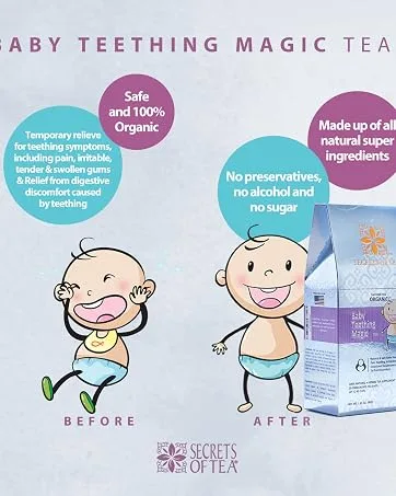 Secrets Of Tea Baby Teething Tea - USDA Organic + Caffeine Free Tea- Up to 40 Servings - 20 Count(1 Pack) - Teething Relief