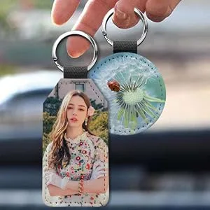 O BOSSTOP 10 Pack Sublimation Blanks Keychain Glitter PU Leather Keychain Heat Transfer Keyring Black Round - ublimation Blanks PU Keychain