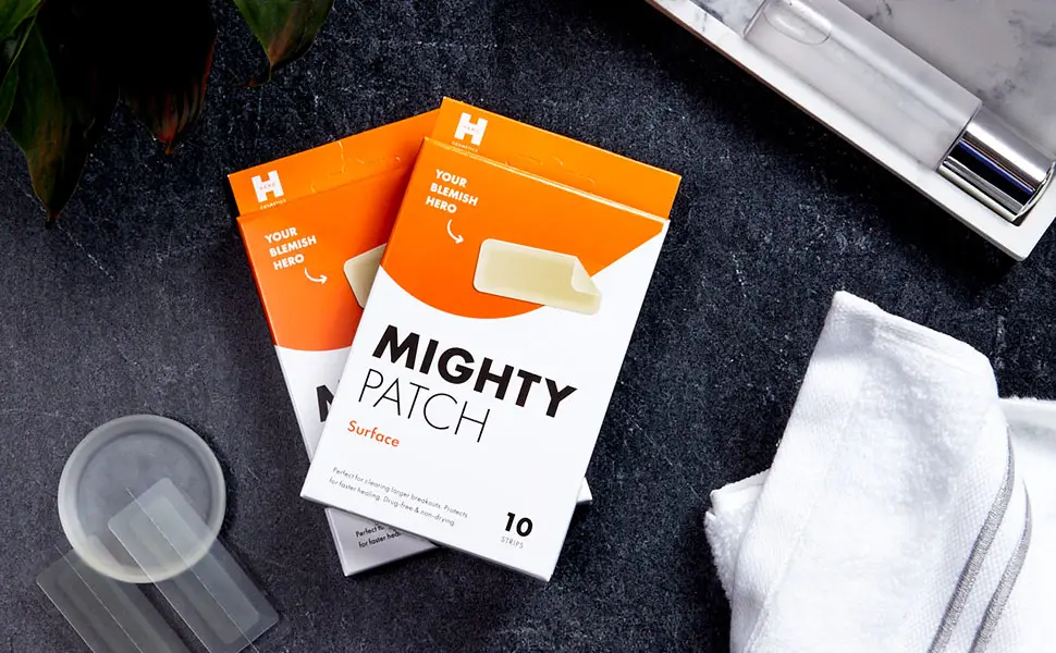Mighty Patch Surface from Hero Cosmetics - Hydrocolloid Spot Patch for Body Cheek Forehead and Chin Vegan-friendly and Not Tested on Animals (10 Count) - acne patch mighty patch surface xl large breakouts pimple hydrocolloid bandage