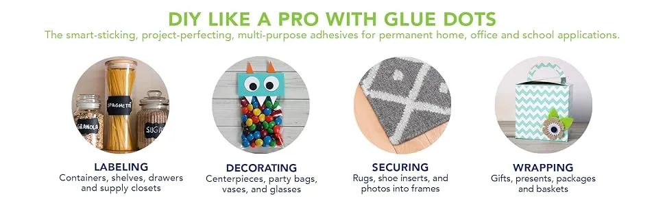 Glue Dots Double-Sided Adhesive Permanent All Purpose Dots 1/2-Inch Clear Roll of 300 3 Pack All Purpose Roll 3-Pack - uses of glue dot rolls