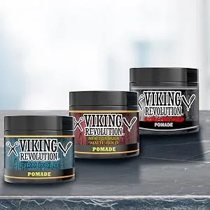 Viking Revolution Extreme Hold Pomade for Men Style & Finish Your Hair (3 Pack) - Strong Hold Pomade
