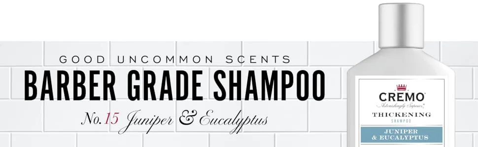 Cremo Barber Grade Juniper & Eucalyptus Thickening Formula for Fine or Thinning Hair eucalyptus juniper eucalyptus 16 Fl Oz (2-Pack) - Juniper & Eucalyptus Shampoo
