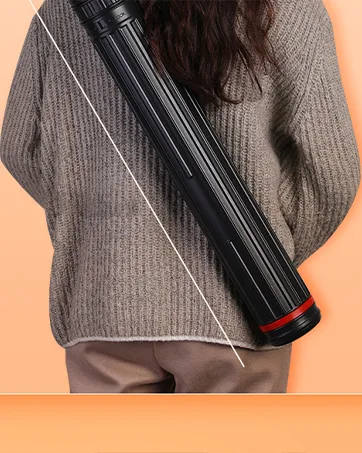 DEWEL Document Tube Plastic Expanding Poster/Art/Document Storage Tube 24.5 to 40 inches Adjustable with Carrying Strap Waterproof and Light-Resistance Telescoping Carrying Case (Black-Medium Size) - poster tube