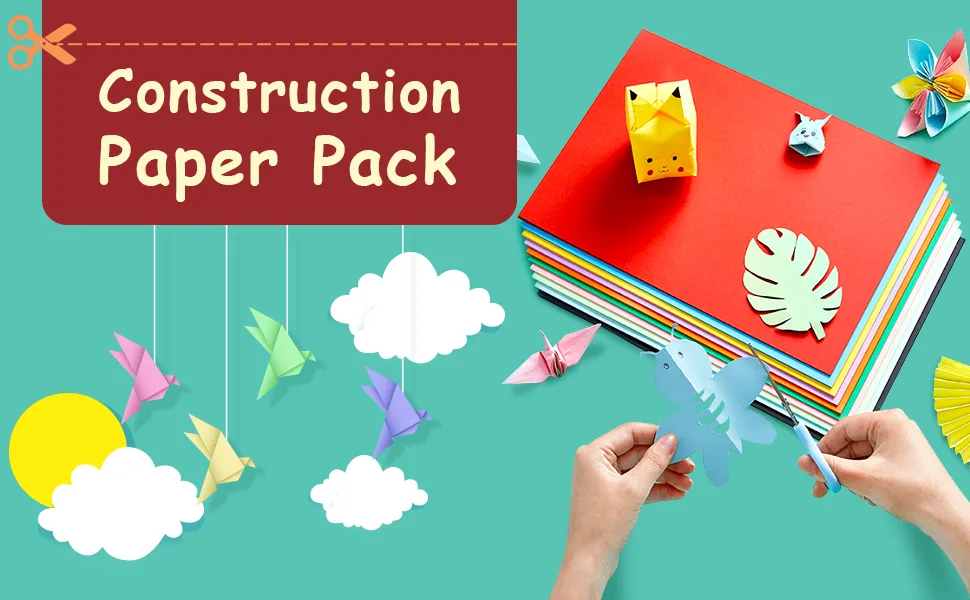 3 otters Construction Paper Pack 200Sheets Heavy Duty Construction Paper Color Copy Paper for Crafts & Art A4 10 Assorted Colors - Construction Paper Pack