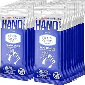 Nice 'N Clean Sensitive Skin Wet Hand Wipes Infused with Aloe & Vitamin E Blue 400 Count Blue 20 Count (Pack of 20) - wipes