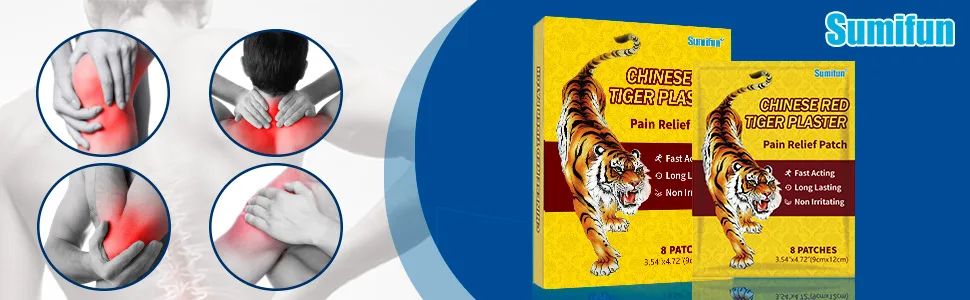 Sumifun Pain Relieving Patch Chinese Tiger Plaster for Shoulder Back Knee Joint & Muscle Pain 64 Counts - pain relief patch