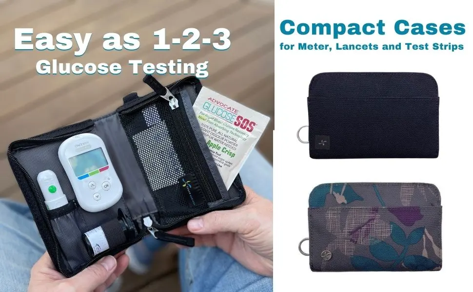 Sugar Medical Glucose Meter Testing Case. Diabetes Supply Case for Glucose Meter Test Strips Lancing Device and Lancets. (Flower)  - Glucose Testing Case. Compact Cases for meter, lancets and test strips.