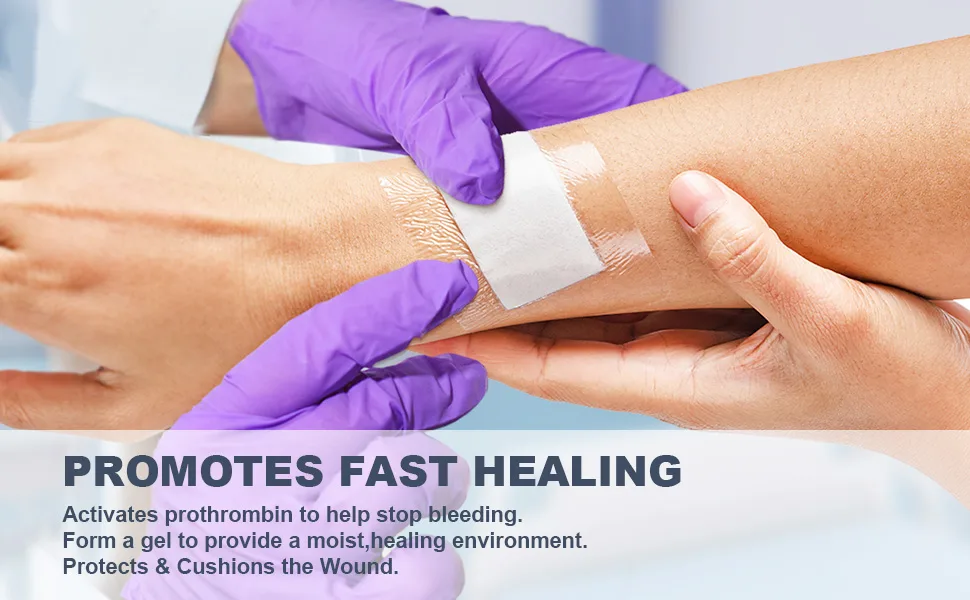 LotFancy Calcium Alginate Wound Dressing 4 x8 Patches 10 Count Non-Stick Padding Highly Absorbent Wound Dressings Pads for Emergency Care Fast Healing - dressing