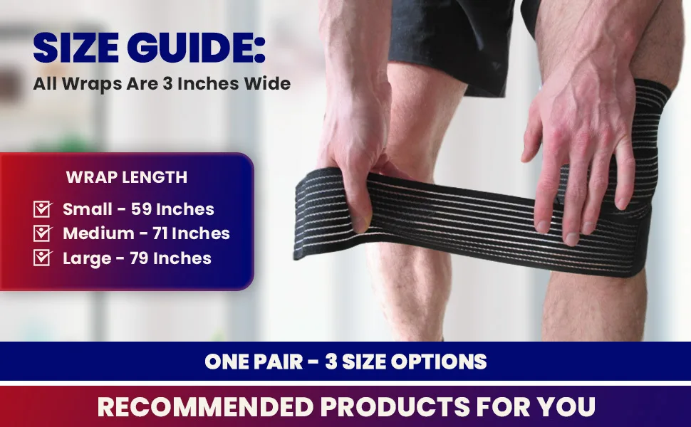 Elastic Knee Compression Bandage Wraps Knee Support Straps for Legs Thighs Hamstrings Ankle & Elbow Joints Reduce Swelling Lymphatic Relief & Knee Replacement Surgery Elastic Bandage Large (Pack of 2) - Knee Bandage Wraps Pair Extra Long