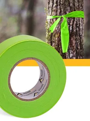 AdirPro 12 Pack Fluorescent Flagging Tape - Multipurpose Neon Marking Tape - Great Visual Labeling & Tagging for Home & Workplace Use (Fluorescent Lime 150 feet) Fluorescent Lime 150 feet - flagging tape marking tape trail markers fluorescent tape trail markers for trees