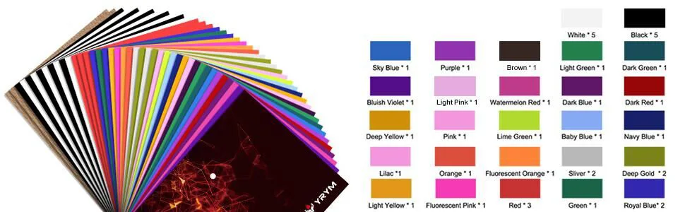 Heat Transfer Vinyl Bundle : 42 Pack 12 x 10 Sheets - Iron on Vinyl for Iron on Fabrics T-Shirts Heat Press Machine Multicolor - iron on vinyl