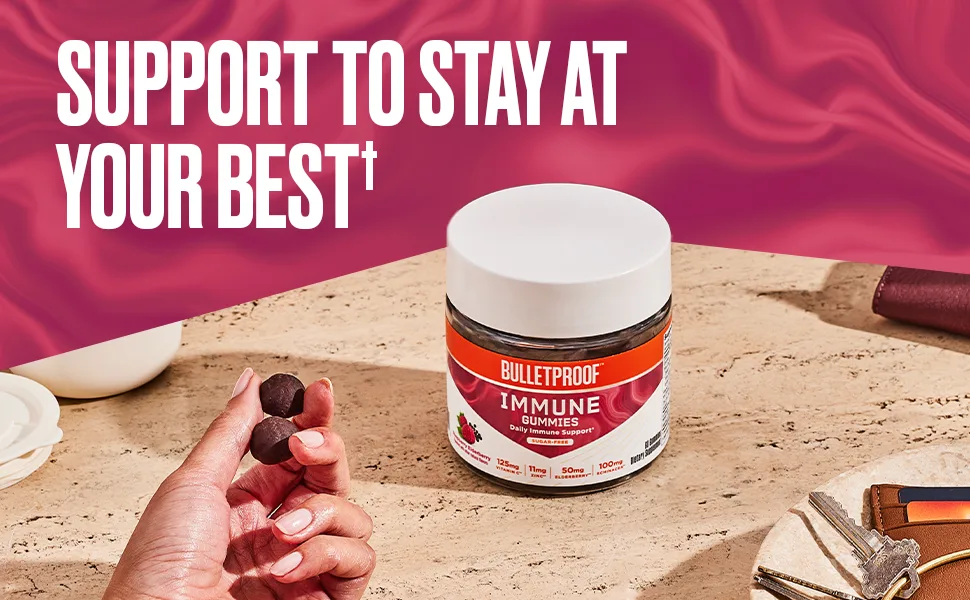 Bulletproof Sugar-Free Raspberry Elderberry Immune Gummies 60 Count Keto Supplement for Immune Support and Wellness - Daily immune support