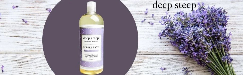 Deep Steep Classic Bubble Bath Lathering Lavender Chamomile and Coconut Variety Bundle Pack of 2 33.8 Ounce (Pack of 2) - deep steep Lavender/Chamomile 1 Liter front of bottle image