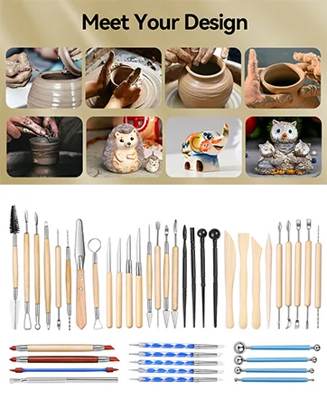 ISSEVE Pottery Clay Sculpting Tools 43Pcs Double Sided Ceramic Clay Carving Tool Set with Carrying Case Bag for Beginners Professionals School Student Pottery Modeling Smoothing Brown Bag - Pottery Clay Tools