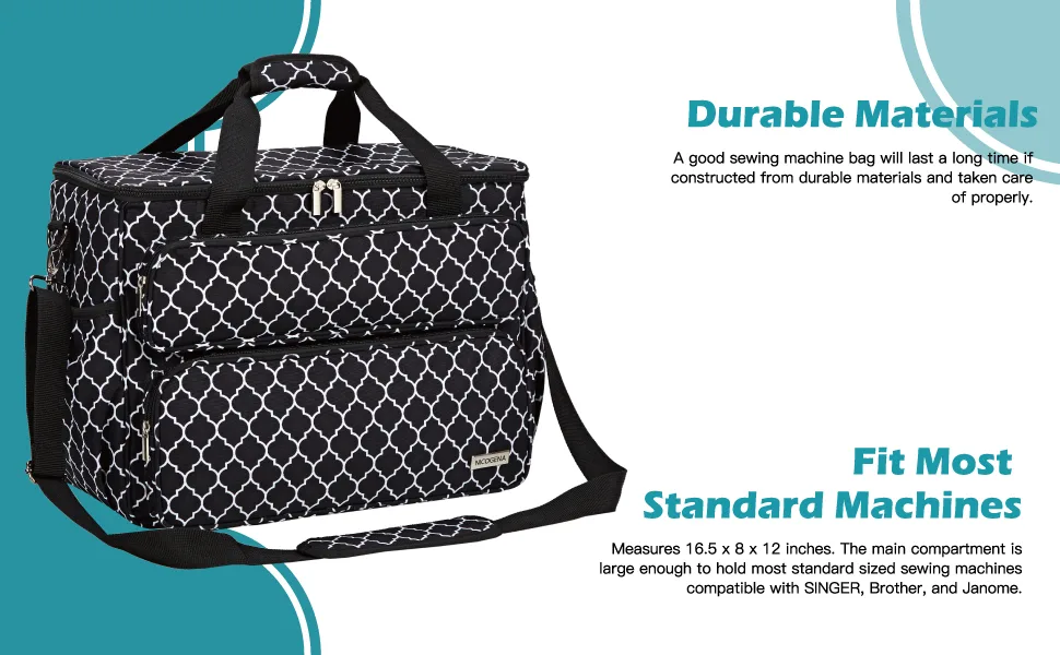 NICOGENA Sewing Machine Carrying Case Universal Travel Tote Bag with Shoulder Strap for Singer Brother Janome and Accessories Lantern Black black Style 1 - SEWING MACHINE CASE