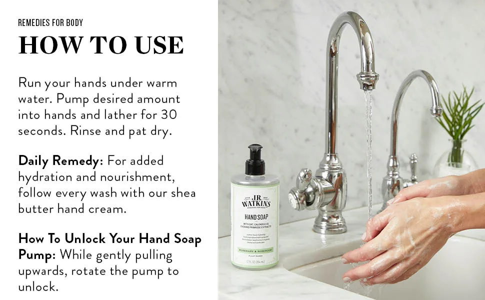 J.R. Watkins Gel Hand Soap Scented Liquid Hand Wash for Bathroom or Kitchen USA Made and Cruelty Free 11 fl oz Lavender 6 Pack Lavender 11 Fl Oz (Pack of 6) - how to use