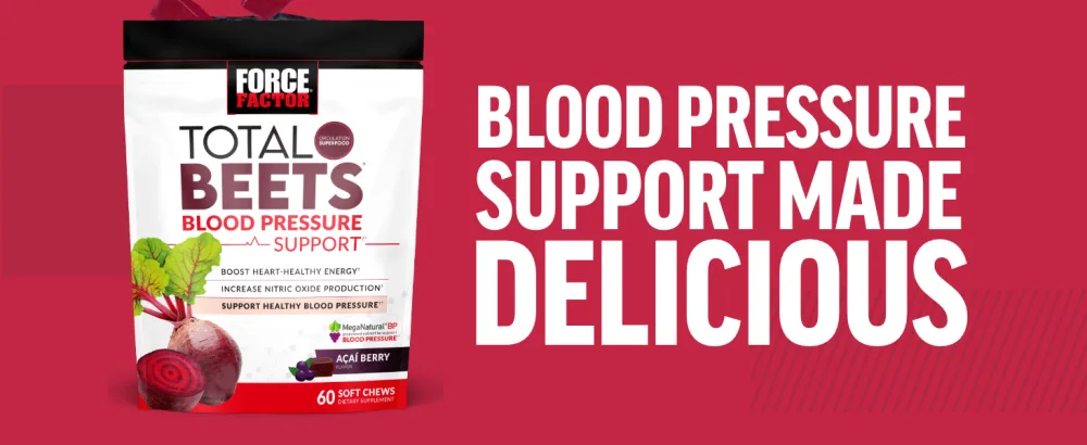 Force Factor Total Beets Blood Pressure Support Supplement Beets Supplements with Beets Powder Great-Tasting Beets Chewables for Heart-Healthy Energy and Increased Nitric Oxide 120 Chews 2-Pack - blood pressure support made delicious