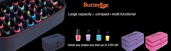 ButterFox Nail Polish Carrying Case Bag Storage Organizer Fits 60-70 Nail Polish Bottles Pockets for Manicure Accessories - Sky Blue - ButterFox Large Nail Polish Organizers