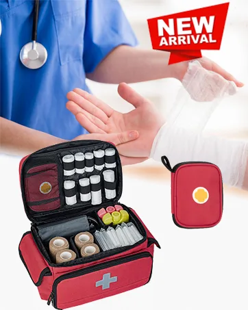 CURMIO Small First Aid Bag Empty Family First Aid Kit Case Medicine Storage Organizer Box For Home And Travel Red (Patent Pending) - first aid kits bag