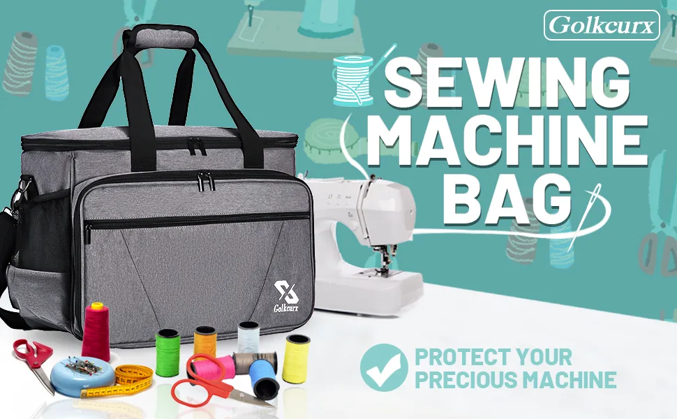 Golkcurx Sewing Machine Case with Removable Padding Pad Tote Bag for Sewing Machine with Shoulder Strap for Most Standard Singer Brother Janome Grey - product information 13