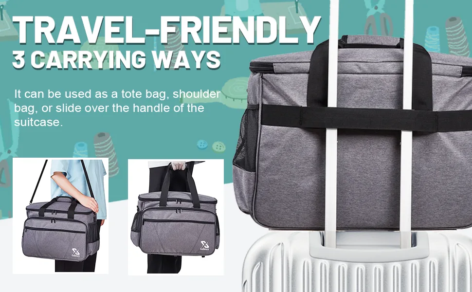 Golkcurx Sewing Machine Case with Removable Padding Pad Tote Bag for Sewing Machine with Shoulder Strap for Most Standard Singer Brother Janome Grey - product information 16