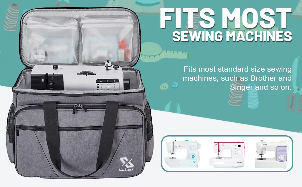 Golkcurx Sewing Machine Case with Removable Padding Pad Tote Bag for Sewing Machine with Shoulder Strap for Most Standard Singer Brother Janome Grey - product information 17