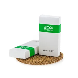 ECO Amenities Hotel Vanity Set Travel Cotton Pads Cotton Swabs and Nail File Packed in Individually Wrapped Paper Box 100 Sets per Case - Boxed