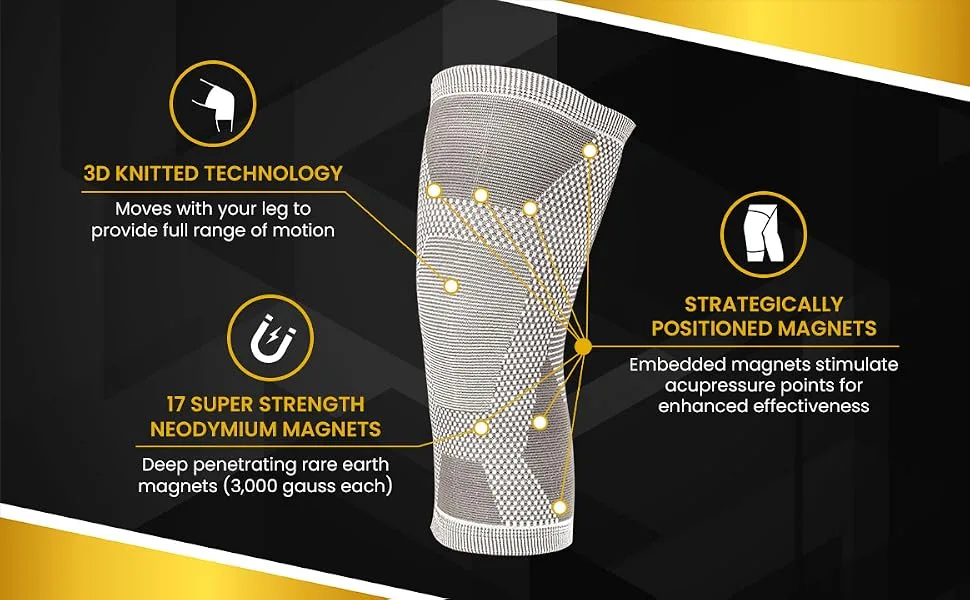 MagnetRX Magnetic Knee Compression Sleeve - (2-Pack) Knee Support with Magnets for Knee Support & Recovery - Magnet Knee Brace Support (Medium) Medium (Pack of 2) Grey - knee magnet knee sleeve rodilleras magnet knee magnet knee brace