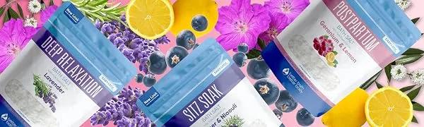 Postpartum Bath Bundle (3-Pack) with Scoop - postpartum soak bundle with epsom salt vitamin c crystals