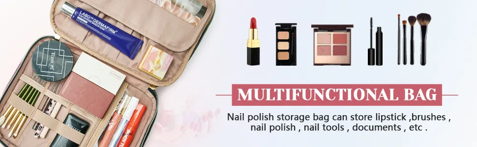 BAGMIND Nail Polish Organizer Three-Layers Nail Polish Organizer Case with Detachable Nail Machine Compartment 3 in 1 Portable Nail Polish Holder Organizer Case Black - Detachable Nail Machine Compartment