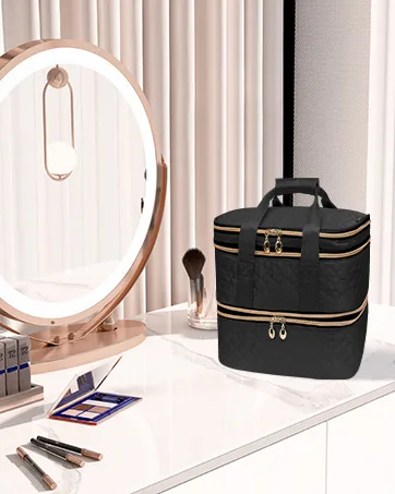 BAGMIND Nail Polish Organizer Three-Layers Nail Polish Organizer Case with Detachable Nail Machine Compartment 3 in 1 Portable Nail Polish Holder Organizer Case Black - nail polish case