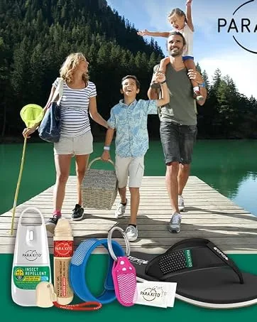 Para'Kito Mosquito Bonus Pack - 2 Mosquito Wristbands | 2 Refills (Grey + Pineapple) + Insect Repellent Spray Grey/Pineapple - family