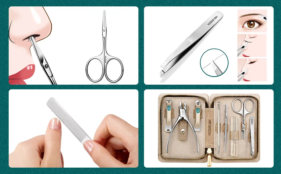 Manicure Set Pedicure Sets Nail Clipper Stainless Steel Professional Nail Cutter with Travel Case 8 Count - Manicure Set