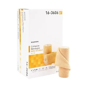 McKesson Cohesive Bandage Non-Sterile Self-Adherent Closure Tan 6 in x 5 yds 1 Count 12 Packs 12 Total - Self-Adherent Cohesive Bandages
