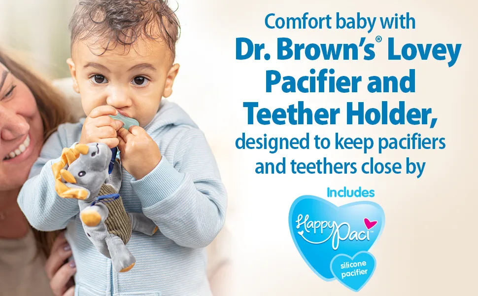 Dr. Brown's Advantage Symmetrical Pacifier with Air Flow & Pacifier Clip Blue 2-Pack 6-18m - Comfort baby with Dr. Brown