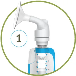 Kiinde Twist Active Latch Nipples for Breast Milk - Fast Flow (2 Pack) 1 - Flange connected to Twist Pouch