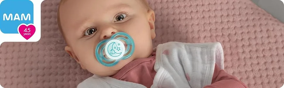 MAM Perfect Night Baby Pacifier Patented Nipple Glows in the Dark 2 Pack 6-16 Months Boy (Design May Vary) - MAM perfect pacifier pacifier clip pacifier clips pacifier clip girl pacifier clip boy