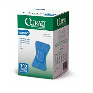 Curad Fingertip Adhesive Bandages Food Service Blue Detectable Bandage 100 Count Fingertip 1.75 x 2 (Packaging may vary) - product information 1
