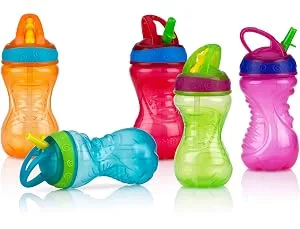 Nuby 2-Pack Flip-It Easy Grip Cups with Easy-Flo Straw 10 Ounce Colors May Vary One Size (Pack of 2) Colors May Vary - product information 5