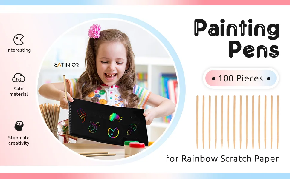 SATINIOR Heavy Duty Wood Stylus Tools for Scratch Art Wooden Stylus Stick Art Sticks (Pack of 100) - product information 1