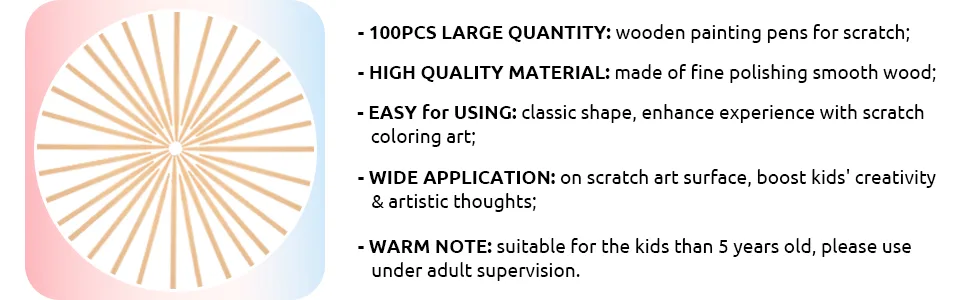 SATINIOR Heavy Duty Wood Stylus Tools for Scratch Art Wooden Stylus Stick Art Sticks (Pack of 100) - product information 2