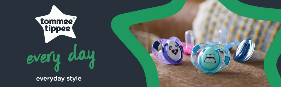 Tommee Tippee Every Day Pacifiers Symmetrical Design BPA-Free Silicone Binkies 0-6m 2-Count Colors and Designs Vary - image