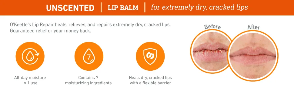 O'Keeffe's Lip Repair Lip Balm for Dry Cracked Lips Stick (Pack of 3: 1 Cooling + 1 Unscented + 1 SPF) - product information 3
